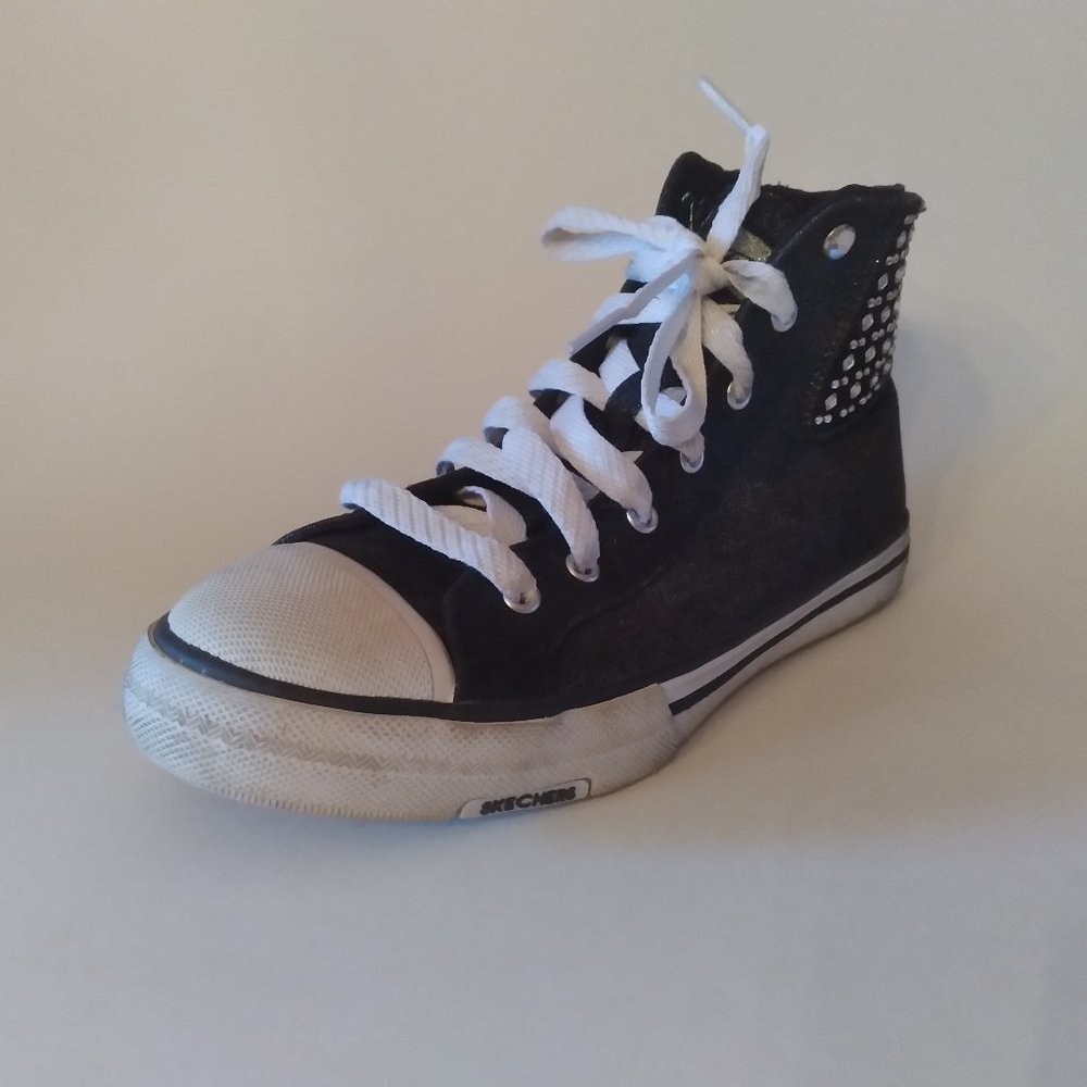 Women's Skechers All Cooled Black Glitter Rhinestone Sneakers Size 7